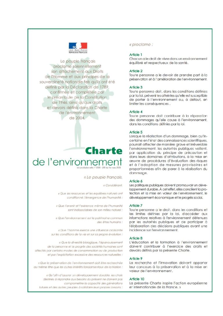 La Charte de l’Environnement condamne la menace migratoire et islamique en France